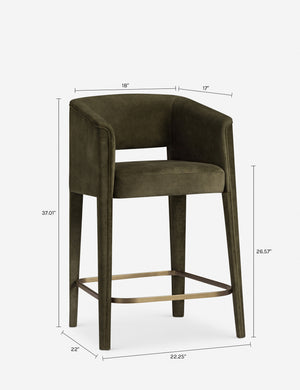 Velez Counter Stool : Olive Velvet