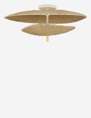 #color::antique-brass #size::23.75-dia | Iverley woven tiered inverted basket shade semi-flush mount light
