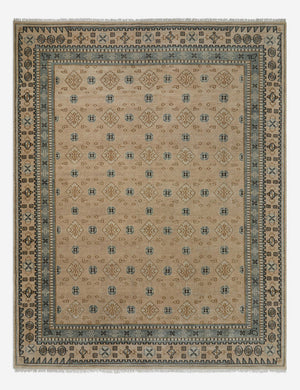Hirsh geometric motif hand-knotted wool rug