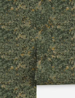 Antique Arras Peel + Stick Wallpaper by Jeremiah Brent, Green & Amber - Swatch