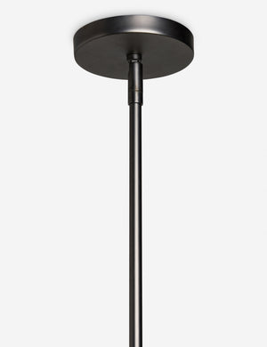 Close up of the Luneth arc-shape lantern shade linear chandelier by Aimee Song