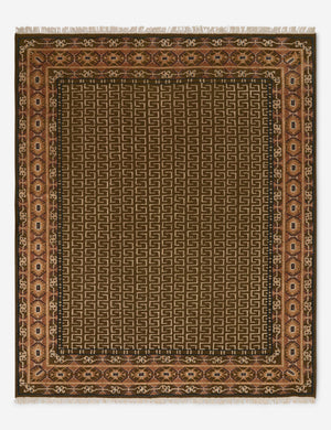 Manca traditional geometric motif hand-knotted wool rug.
