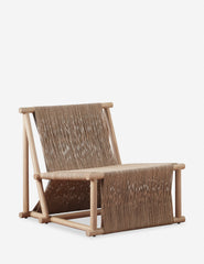 #color::natural | Maritza armless light wood and woven seagrass coastal style accent chair.
