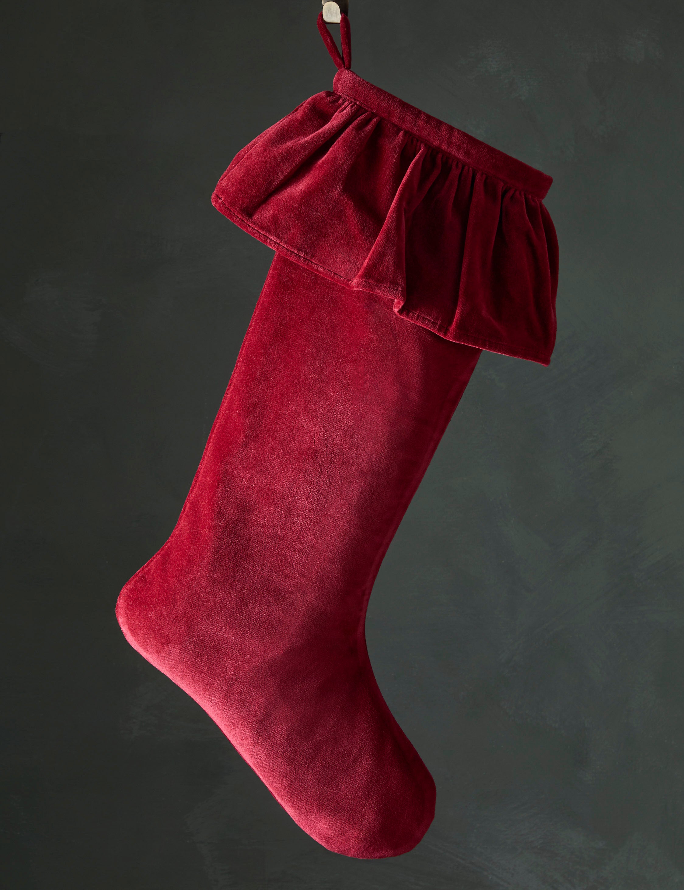 #color::cherry | Mauree ruffle top velvet stocking