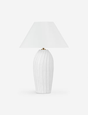 Pama sculptural, pleated-detail ceramic table lamp