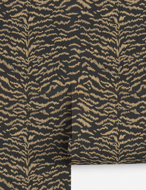 Tigress Wallpaper by Scalamandre, Bronze On Black - Swatch