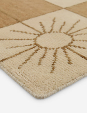 Close up of the corner of the Stansby Hand-Knotted Starburst Wool Rug by Jake Arnold