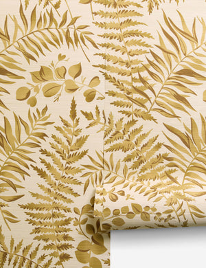 Thea Grasscloth Wallpaper, Gold - Swatch