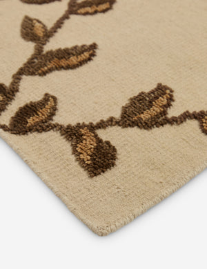 Close up view of the corner of the Tillar Hand-Knotted Botanical Lattice Wool Rug by Jake Arnold.