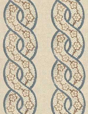 Whitby Tea Stained Linen Fabric Swatch by Nathan Turner, Blue and Brown