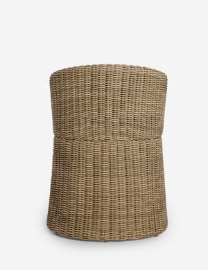 Back of the Mettam modern wicker outdoor dining chair.