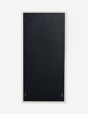 Back of the Munro white sculptural modern floor mirror.