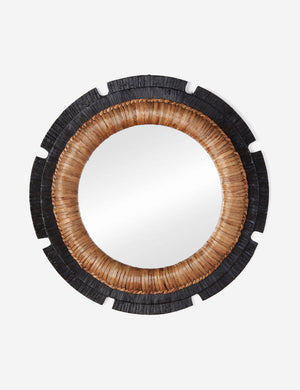 Eloy round woven natural fiber wall mirror.
