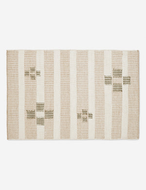 Orion handwoven neutral striped outdoor rug by Sarah Sherman Samuel.
