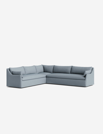 Open Box: Portola Slipcover Corner Sectional Sofa, Chambray Crypton Nomad Left-Facing