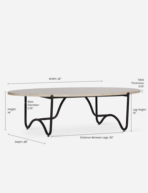 Dimensions on the Peggy Indoor Outdoor Oval Coffee Table