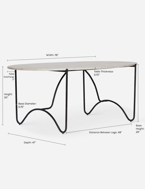Dimensions on the Peggy Indoor Outdoor Oval Dining Table