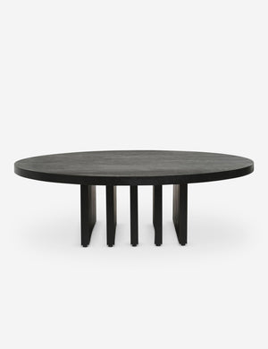 Head-on view of the Pentwater black wooden Round Coffee Table