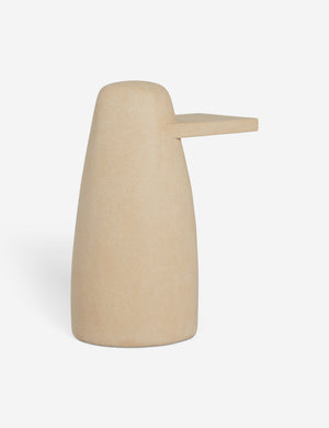 Angled view of the Quarry sculptural concrete side table