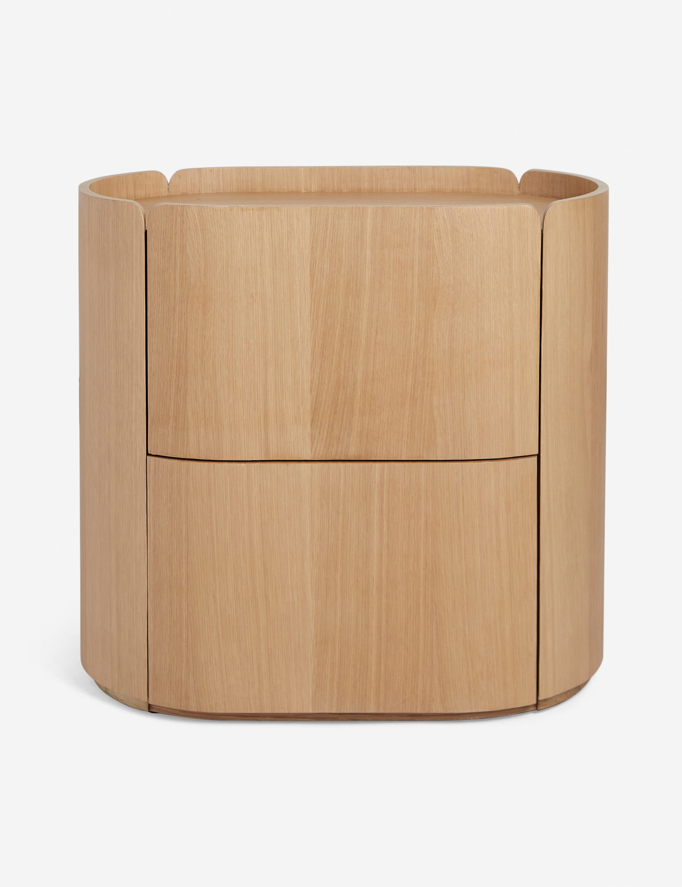| Raphael modern rounded natural wood two drawer nightstand
