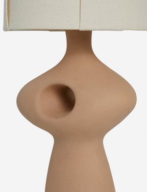 Close up of the base of the Rhodes sculptural ceramic table lamp.