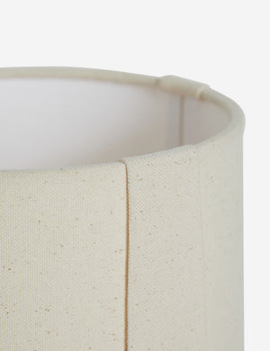 Close up of the shade of the Rhodes sculptural ceramic table lamp.
