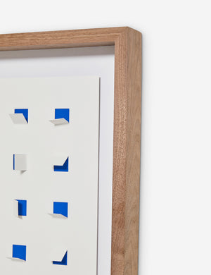 Corner of the See through cobalt blue and white wall art