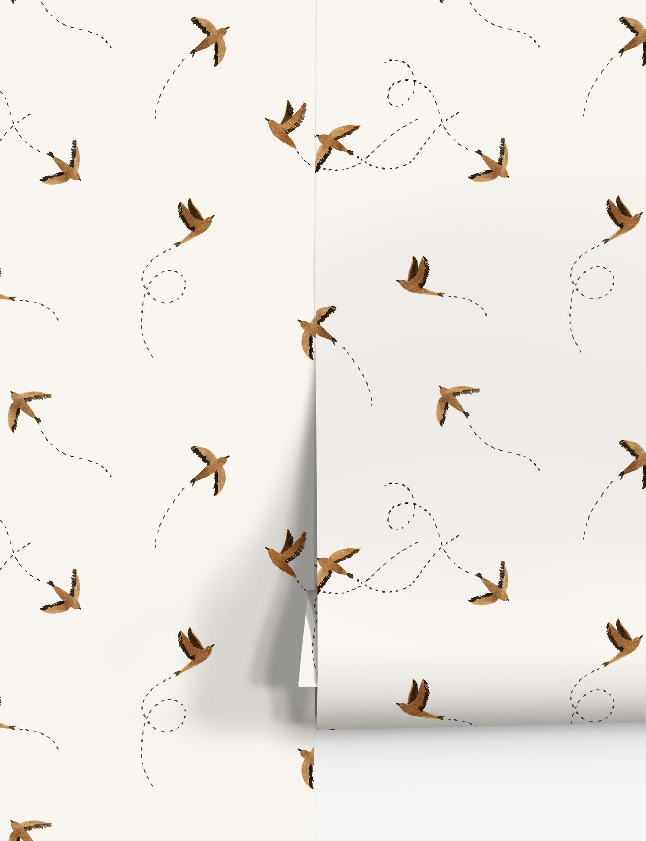 Rylee + Cru Sparrows Wallpaper, Rust - Swatch