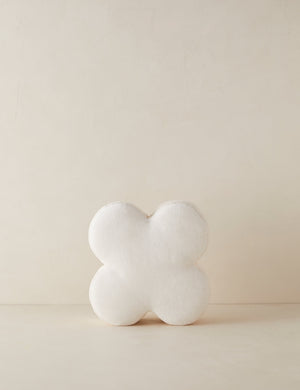 Velvet clover shaped accent pillow in ivory