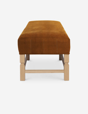 Side of the Ambleside Cognac velvet bench