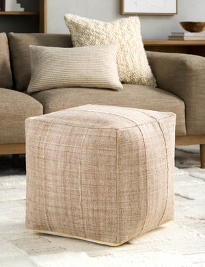 Sanji Indoor / Outdoor Square Pouf : Brown
