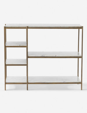 Kathleen console table with marble shelves and gold finish