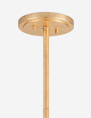 Close-up of the golden hanging mount on the Keller chandelier