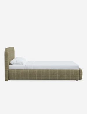 Side of the Nabiha Olive Grid platform bed