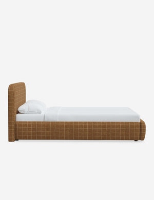 Side of the Nabiha Cognac Grid platform bed