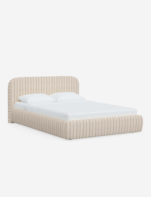 Angled view of the Nabiha Natural Stripe platform bed