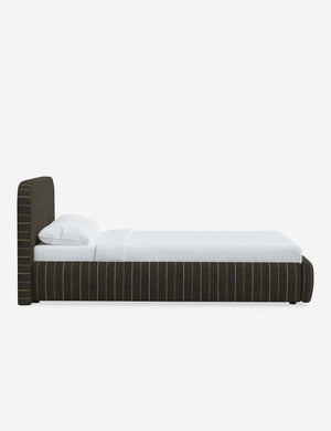 Side of the Nabiha Peppercorn Stripe platform bed