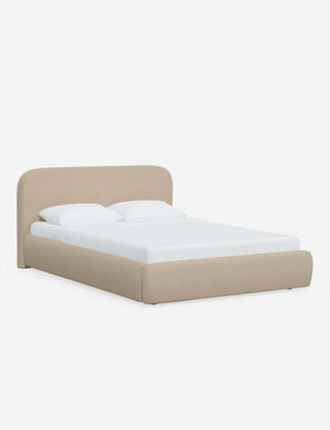 Angled view of the Nabiha Natural Linen platform bed