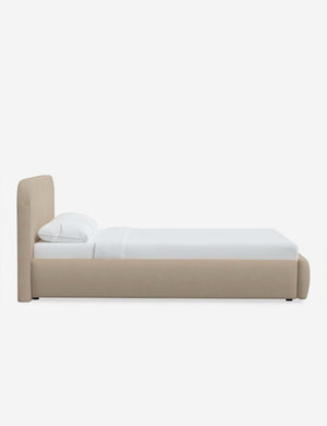 Side of the Nabiha Natural Linen platform bed