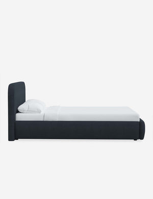 Side of the Nabiha Navy Linen platform bed