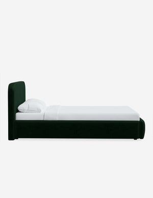 Side of the Nabiha Emerald Velvet platform bed