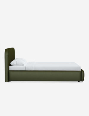 Side of the Nabiha Pine Velvet platform bed