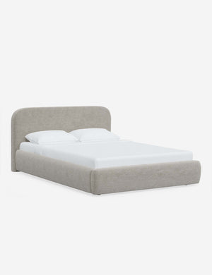 Angled view of the Nabiha Moonlight Boucle platform bed