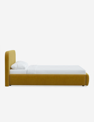 Side of the Nabiha Citronella Velvet platform bed