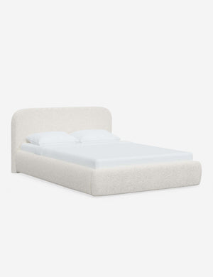Angled view of the Nabiha Cream Sherpa platform bed