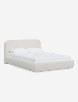 Angled view of the Nabiha Snow Velvet platform bed