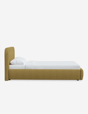 Side of the Nabiha Golden Linen platform bed