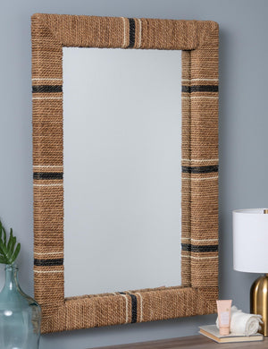 Liezel multicolor jute wrapped decorative wall mirror.