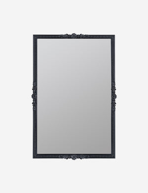 Cantara black rectangular floral detailed framed decorative wall mirror