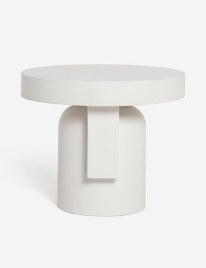 Anja sculptural white fiber cement indoor and outdoor round side table